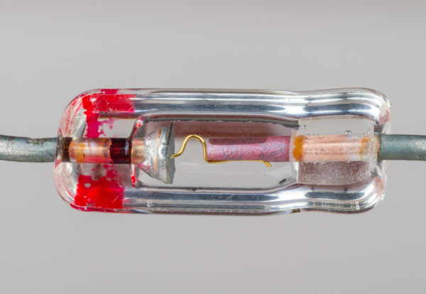 A germanium 'cat whisker' diode, as one might find in a crystal radio
