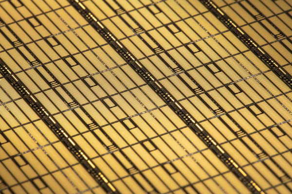 Close-up view of a semiconductor wafer (Outtake)